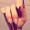 Nude nails with black tip outline