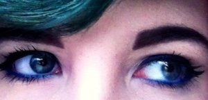 Blue eyeliner on bottom waterline