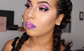 Purple & Coral Half Cut Crease With Winged Liner Tutorial