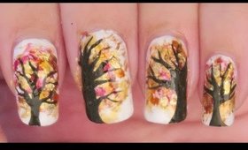 PREVIEW - Autumn Trees nail art