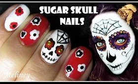 HALLOWEEN NAIL DESIGN SUGAR SKULL NAIL ART TUTORIAL MEXICAN DAY OF THE DEAD EASY SIMPLE