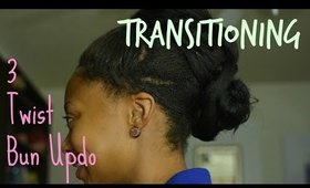 TRANSITIONING: Simple 3 Bun Twist Updo Hair Tutorial