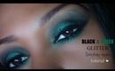 Black & green glitter smokey eyes tutorial - Charbonneux noir et vert pailleté tutoriel