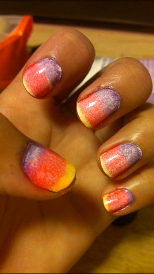 Pink purple and orange ombre 