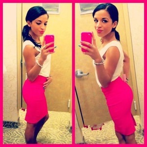 me, charlotte russe, hot pink skirt ;)