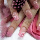 Pink Nails with White Heart