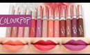 ColourPop Ultra Matte Liquid Lipstick Swatches on Lips 13 shades