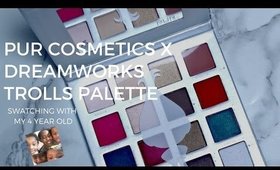 KHLOE'S SWATCHING DEBUT FT PUR COSMETICS x DREAMWORKS TROLLS PALETTE | #Kaysways