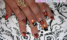 Halloween Nail TutorialღCandy Corn Spider Web Spook Eyes Oh MyღUñas Para El Dia De Las Brujas