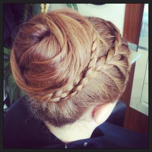 My plaited bun I did on a young piper