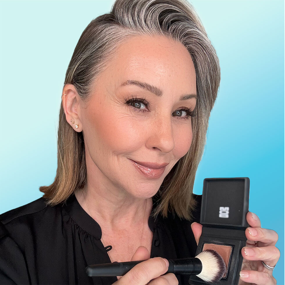 Michelle using MOB Beauty Cream Clay Blush in Bronzed Beige