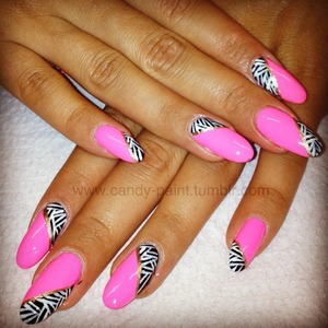 Shocking pink by China Glaze on sculptured acrylic! 