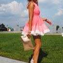 Pink Asymmetrical Hem Paillette Dress