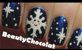 Kawaii Snowflake Nail Art - Christmas Winter Nails