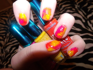 My attempt to tie dye my nails. (Inspired by CutePolish)
