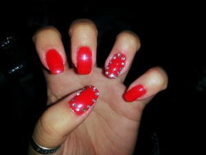 Classic Red with Nail Gems accent. 