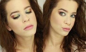 Turquoise, Gold, and Red Smokey Eye