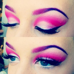 Makeup I did on my little sister. 
Ombre colorful eyebrows! Woo!