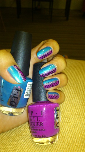 pink n blue leopard nails