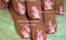Light pink with Gold Roses Nail Art Teacup Inspired