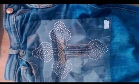 Diy : Sparkle your old jeans with rhinestones