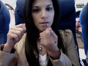 Putting on lipliner on the plane before we land - June 30th 2011