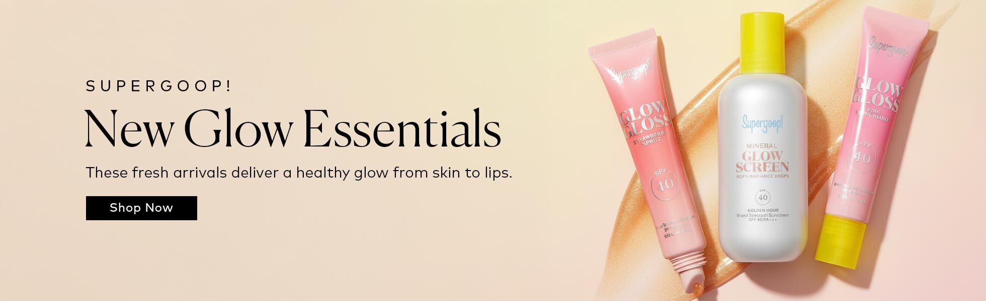 Hydrate, protect, and soften—these fresh arrivals deliver a radiant glow from skin to lips. Shop the Supergoop! Mineral Glowscreen Soft Radiance Drops SPF40 and Glow Gloss on Beautylish.com