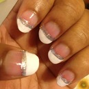 French Manicure With Glitter