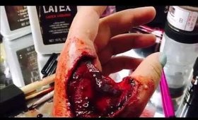 Halloween Makeup: Hand wound 3rd degree silicone