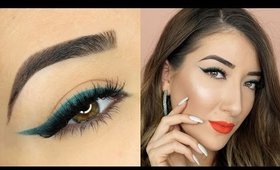 Ombre Teal Liner & Orange Lips | Spring Makeup Tutorial
