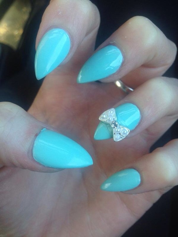 Stiletto tips acrylic diamante bow | Demi H.'s Photo | Beautylish