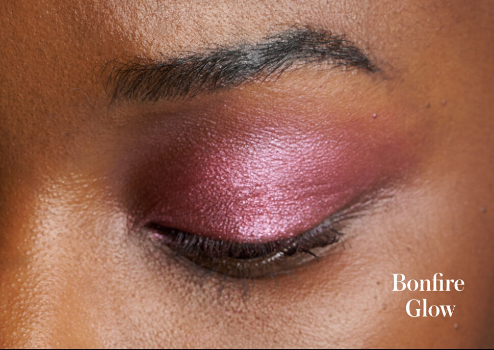 Model wearing the shade Bonfire Glow from the rms beauty Wild Velvet ReDimension Hydra Eyes Quartet