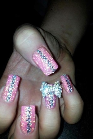 Pink, silver, glitter with a bow! 