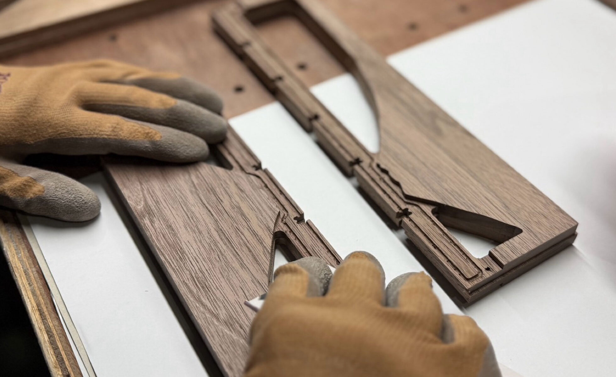 Behind the scenes with the Cranes over Mount Fuji Act 3 Brush Holder; Photo courtesy of Sonia G. and Iwata Woodworking Co. Behind the scenes with the Cranes over Mount Fuji Act 3 Brush Holder; Photo courtesy of Sonia G. and Iwata Woodworking Co.