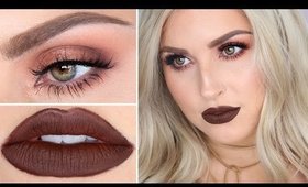 Brown Lipstick Makeup Tutorial ♡ Warm Brown Sultry Smokey Eye