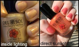 This is Del Sol nail polish in the color Sun Kissed. 