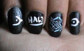 Halo Reach ! EASY nail designs for short nails- Beginners- home nail art tutorial Nail design