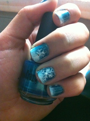 Blue ombre and snowflakes