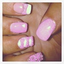 my pink & white sculpted acrylics 