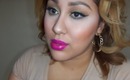 Spring 2014 Makeup (Full Face, Radiant Orchid lips, Green eyes)