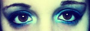 A bold bright blue smokey eye
