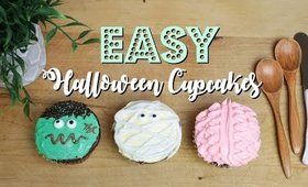 EASY HALLOWEEN CUPCAKE TUTORIAL : FRANKENSTEIN, MUMMY AND BRAINS