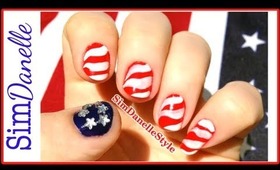 4th of July Nails: Patriotic Waving Flag Nails