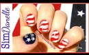 4th of July Nails: Patriotic Waving Flag Nails
