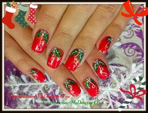 Traditional Christmas Nail Art Design | Red Holly Christmas Nails https://www.youtube.com/watch?v=zaGKmJU9lng