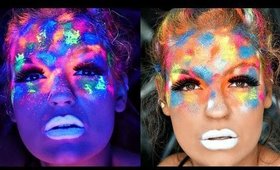 UV BLACK LIGHT Paint Splatter Makeup Tutorial | Collab with Carol Burgos