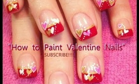 how to paint easy pink and red hearts for valentines day: robin moses nail art tutorial design 589