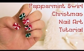 Christmas Peppermint Swirl Nail Art Tutorial | OliviaMakeupChannel
