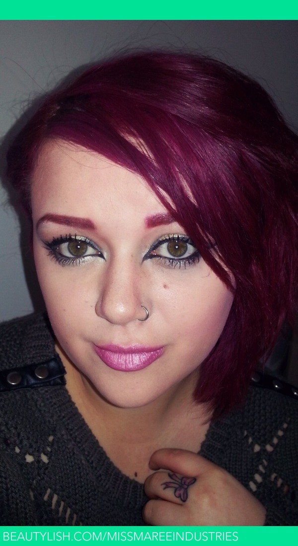 Magenta Hair & Eyebrows - Gold & Green Eyeshadow - Pink Lips | Paige M.'s (missmareeindustries) Photo Beautylish