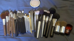 My brushes, minus a couple I found after I took the pic.